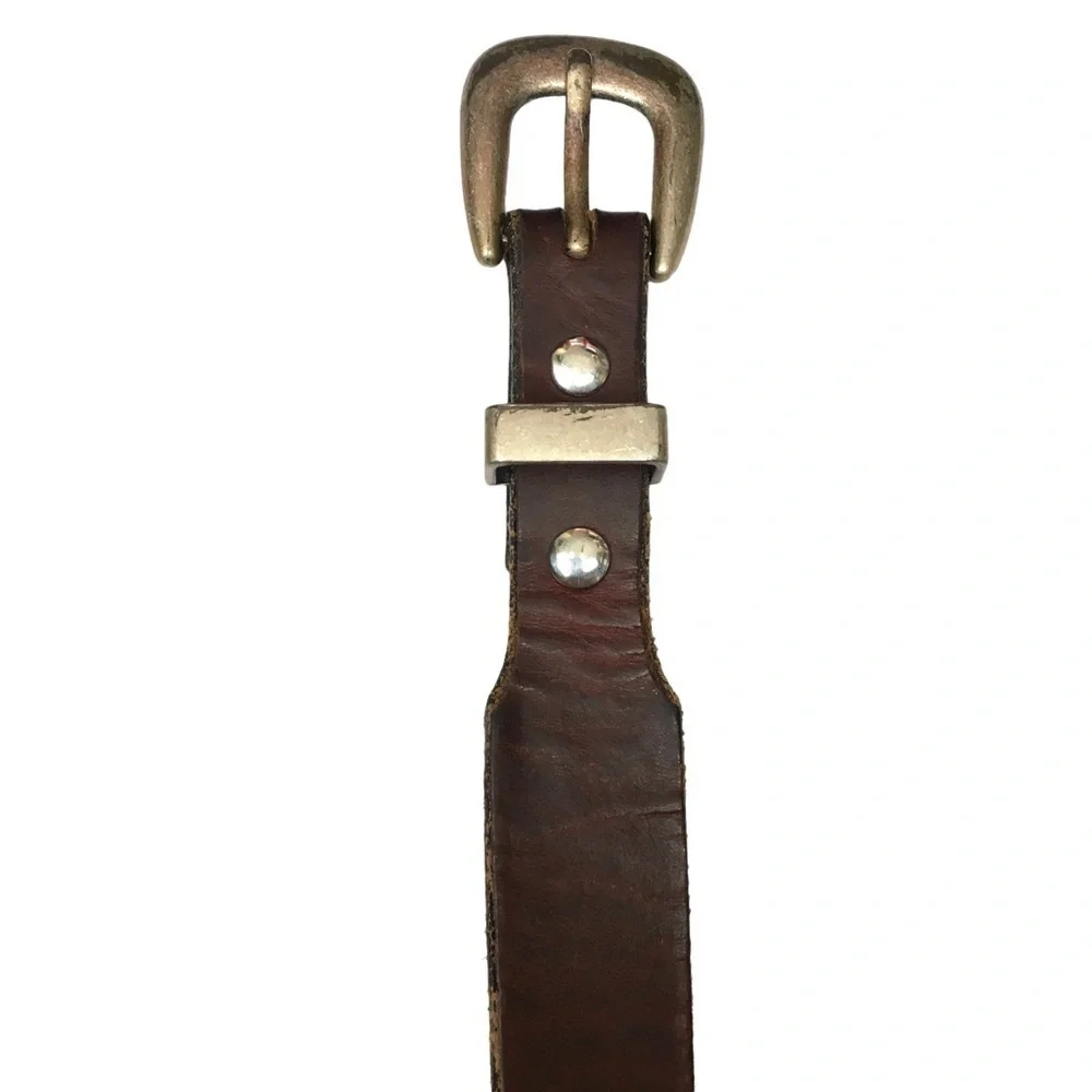 ORION LEATHER COMPANY Belt Largemouth Bass Concho Brown Antique Silver Finish